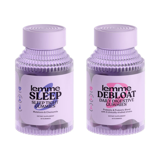 Lemme Sleep & Debloat Bundle - Sleep Gummies, a Drug-Free Nighttime Aid & Debloat Gummies for Digestive & Gut Health, Probiotics & Prebiotics - Gluten Free, Gelatin Free, Non-GMO - 60 Ct. Each