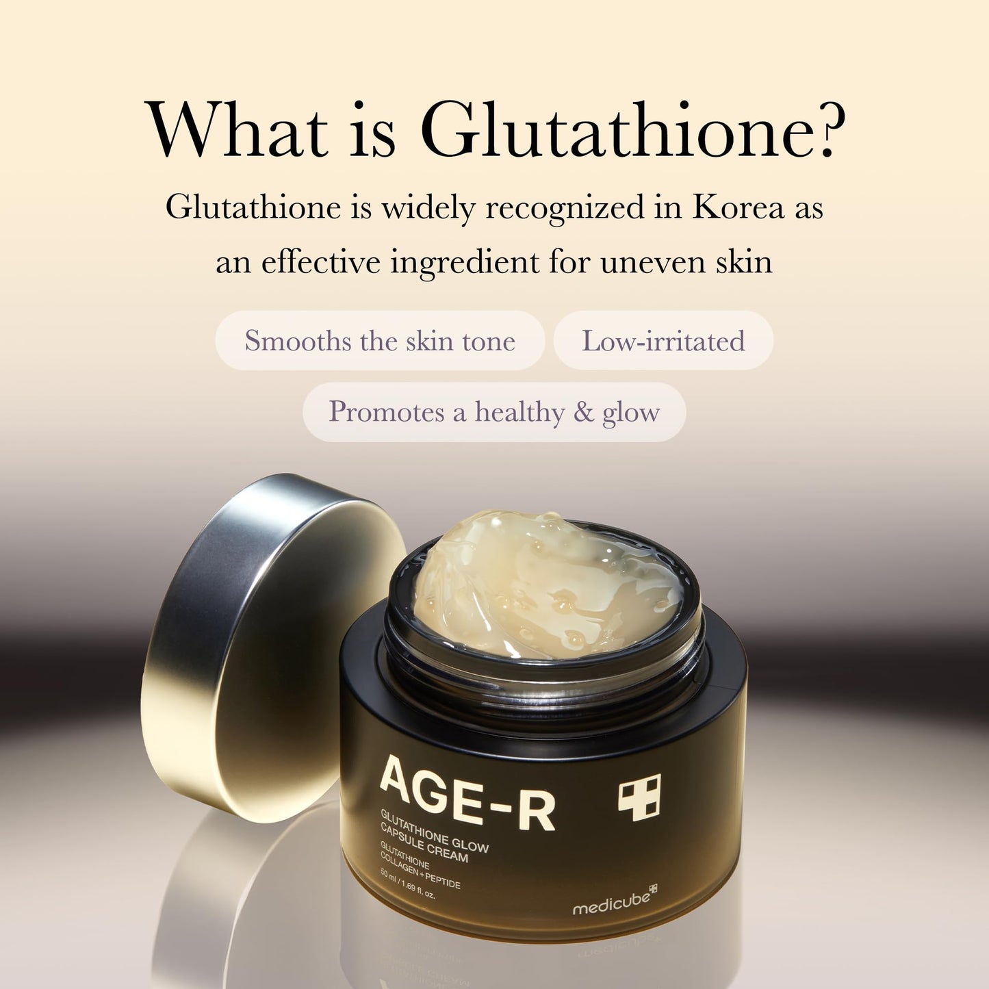medicube AGE-R Glutathione Glow Capsule Facial Cream - Instant Lifting Moisturizer - Collagen Peptide For Hydrating Glow - Improve Blemishes, Uneven Skin Tone - Korean Skin Care 1.69 fl.oz