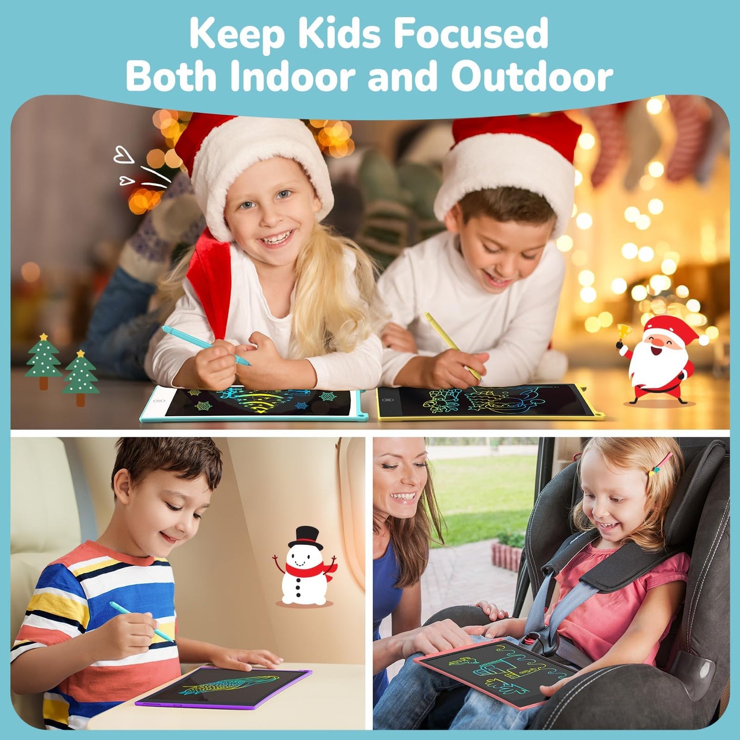TECJOE 2 Pack LCD Writing Tablet, 8.5 Inch Colorful Doodle Board Drawing Tablet for Kids, Christmas Stocking Stuffers Birthday Gifts Travel Games Toys for Age 3 4 5 6 Boys Girls Toddles