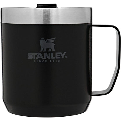Stanley Stay-Hot Camp Mug 12 oz | Press Fit Drink Through Lid | Cup for Coffee, Tea and Drinks | Insulated Stainless Steel Coffee Mug | BPA-Free | Matte Black