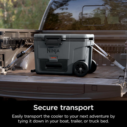 Ninja | Cooler | FrostVault 45QT Cooler with Wheels | Insulated with Temp Dry Storage Drawer | Keeps Ice Cold for Days | for The Beach, Camping, Picnics & More | Grey | FB245CG