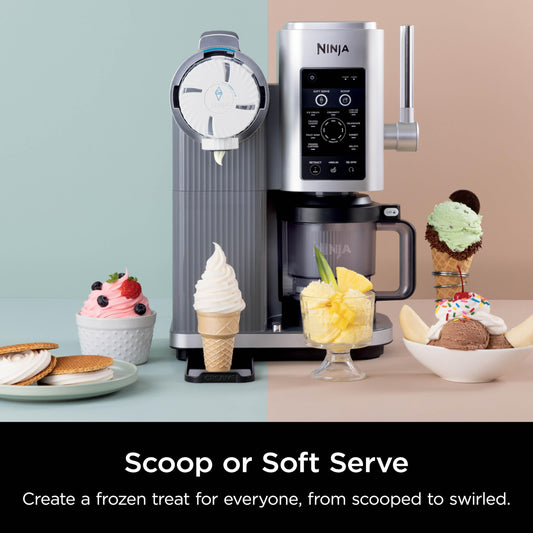 Ninja CREAMi Swirl Ice Cream and Soft Serve Maker, Sorbet, Milkshake, Frozen Yogurt, Low Calories Program & More, 13-in-1, Soft Serve Handle & (2) CREAMi Swirl 16oz Pints, For Kids & ALL ages, NC701C