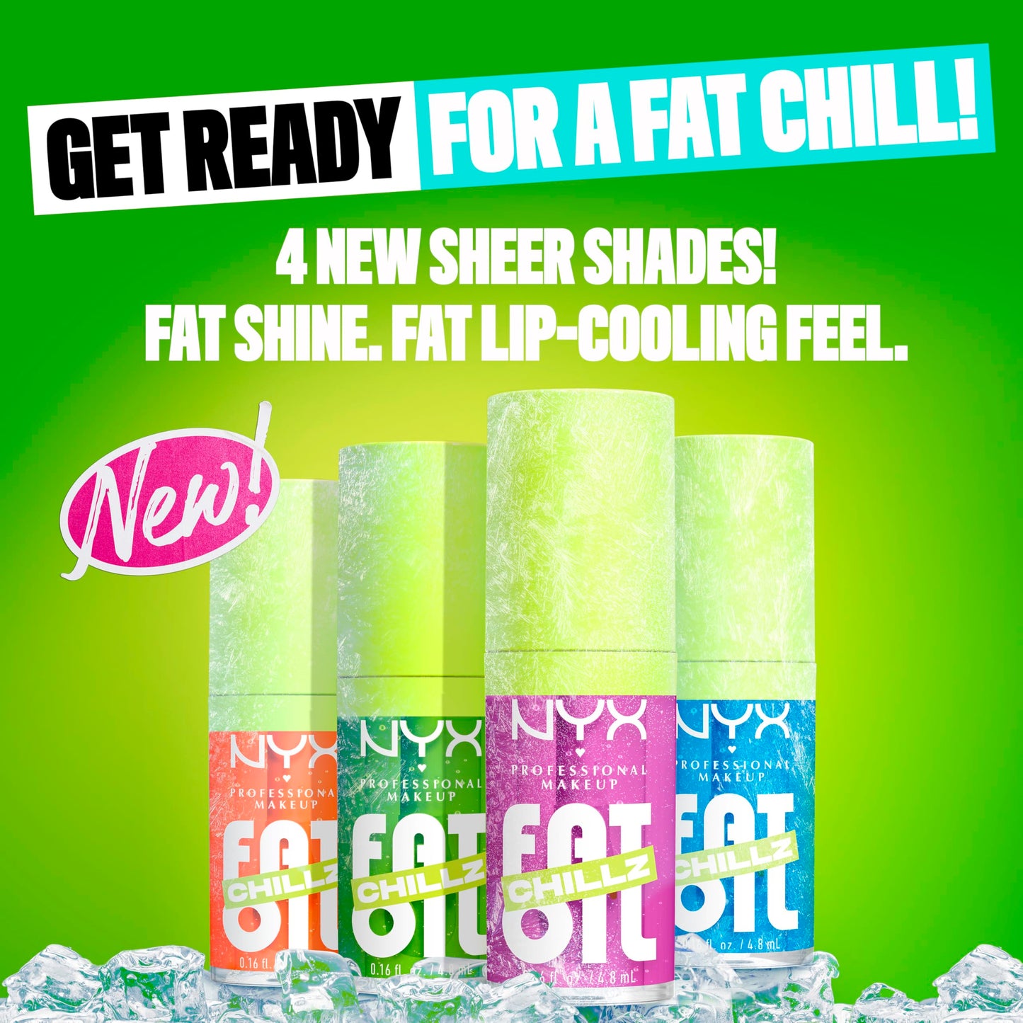 NYX PROFESSIONAL MAKEUP Fat Oil Chillz, Moisturizing, Shiny and Vegan Tinted Lip Gloss - Strawberry Slush (Sheer Pinkish Purple)