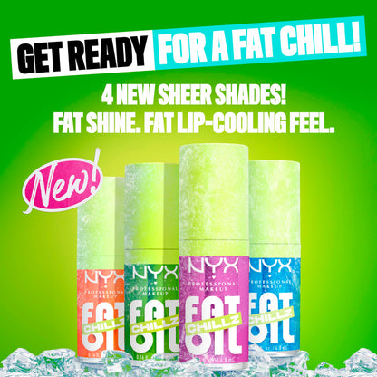 NYX PROFESSIONAL MAKEUP Fat Oil Chillz, Moisturizing, Shiny and Vegan Tinted Lip Gloss - Strawberry Slush (Sheer Pinkish Purple)