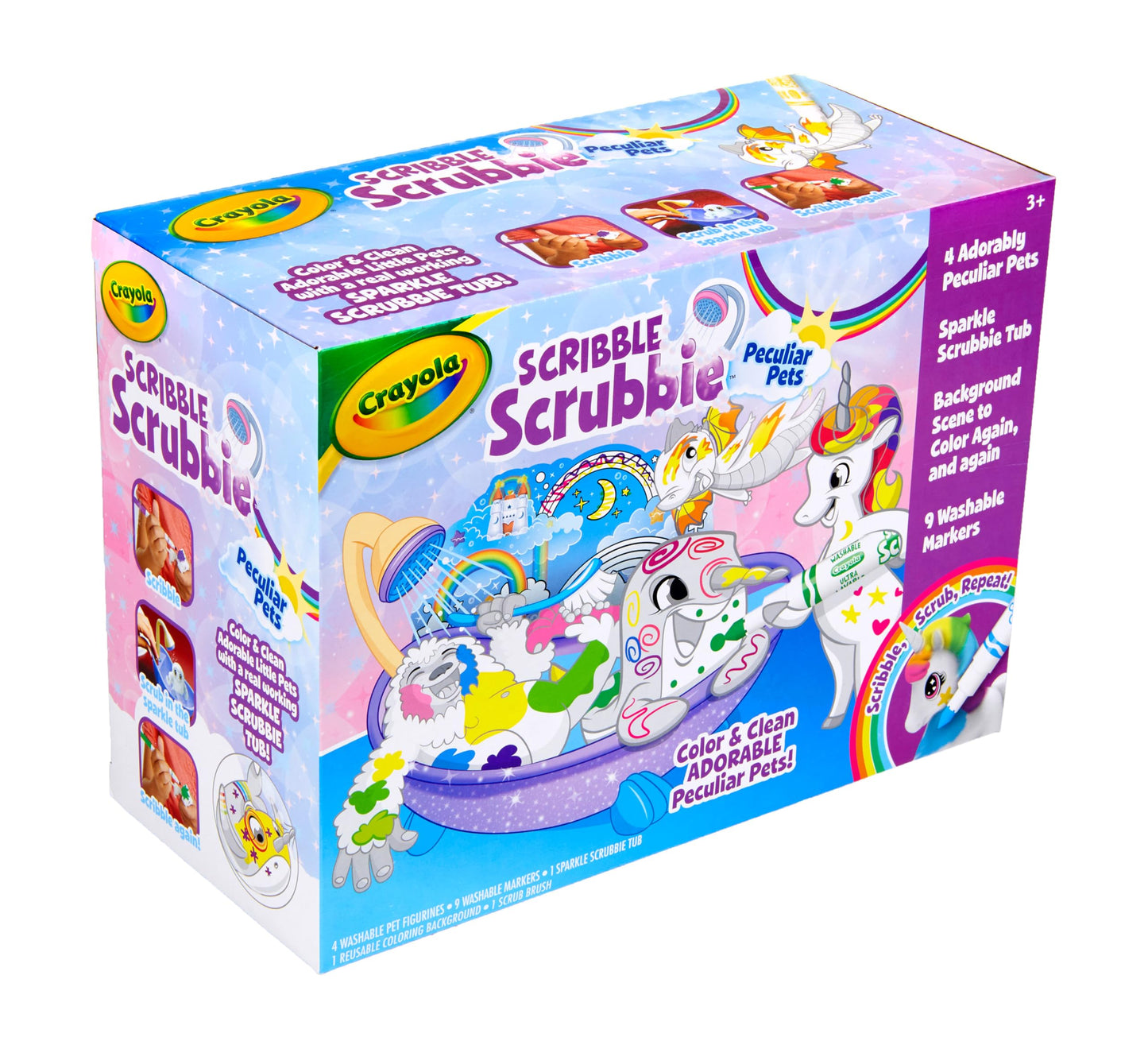 Crayola Scribble Scrubbie Peculiar Pets, Washable Pet Grooming Toy Set for Kids, Arts & Crafts Animal Toys, Gifts for Girls & Boys, Ages 3+