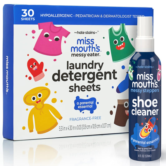 Miss Mouth's Messy Eater Laundry Detergent Sheets and Messy Steppers Shoe Cleaner 4oz