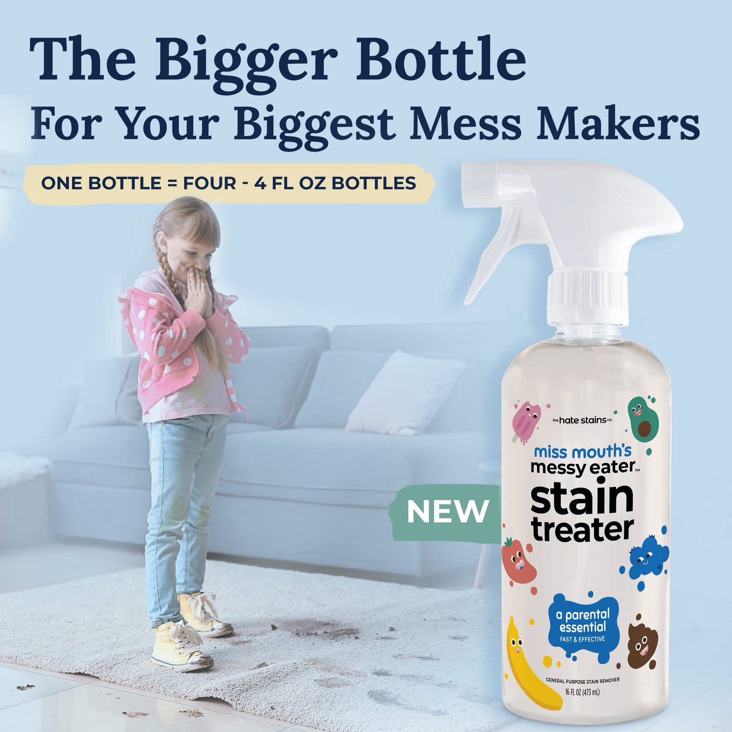 Miss Mouth's Messy Eater Stain Treater - 3 Pack Stain Remover Spray and 16oz Bottle