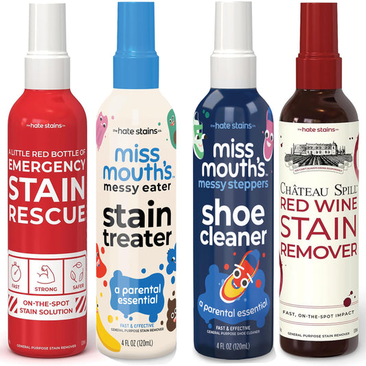 Miss Mouth's Messy Eater Stain Treater, Messy Steppers, Emergency Stain Rescue and Chateau Spill Bundle from Hate Stains