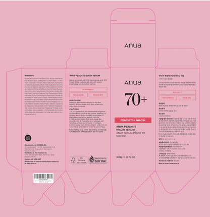 Anua Pink Serum Duo for Korean Glass Skin:10% Niacinamide + 4% Tranexamic Acid Serum & Peach 70 Niacinamide Serum for Dull Skin, Skin Barrier, Fragrance-Free, Korean Skincare