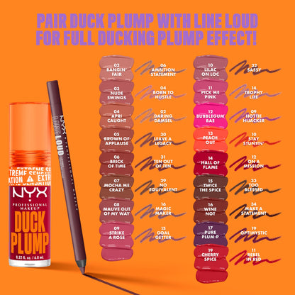 NYX PROFESSIONAL MAKEUP Duck Plump High Pigment Lip Gloss, Lip Plumper Gloss with Spicy Ginger - Bangin Bare