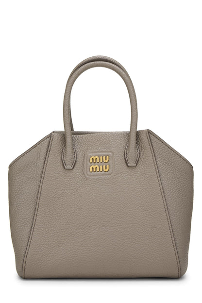 Miu Miu, Pre-Loved Grey Calfskin Convertible Handbag Small, Grey