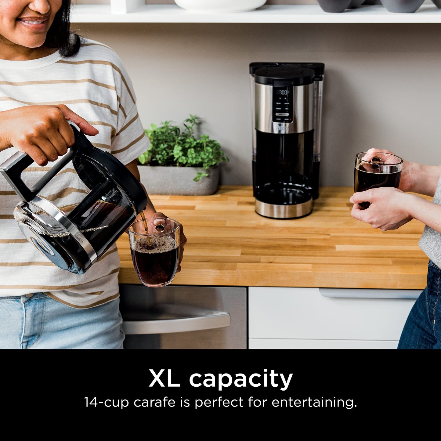 Ninja DCM200C Programmable XL 14-Cup Coffee Maker, 14-Cup Glass Carafe, With Permanent Filter, Stainless Steel, Silver