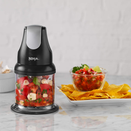 Ninja NJ100GR Express Chop Manual Food Processor for Chopping Mincing Pureeing Vegetables and other Ingredients 16-Ounces Gray