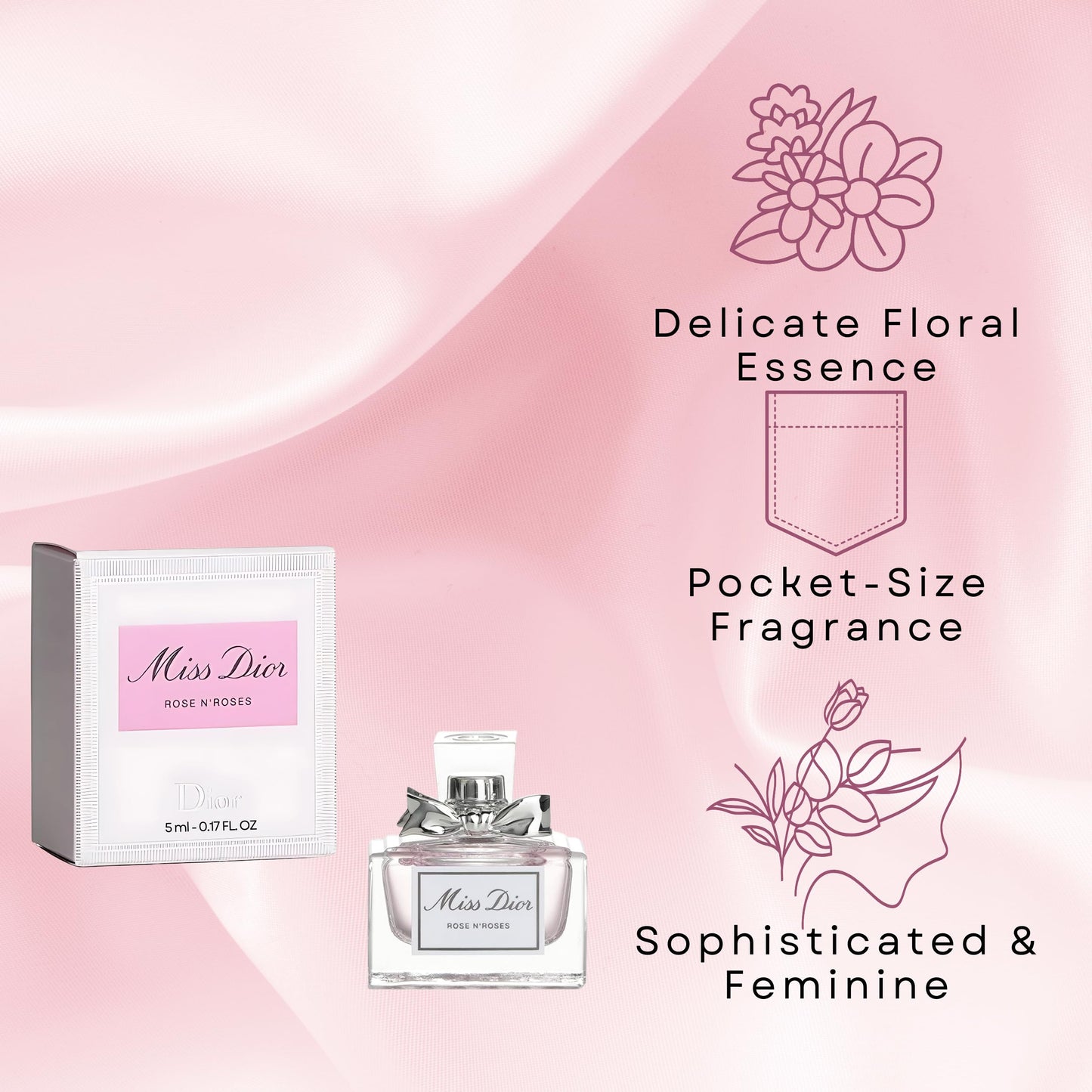 Dior Miss Rose N' Roses Perfume for Women Mini EDT Splash 0.17 Ounce