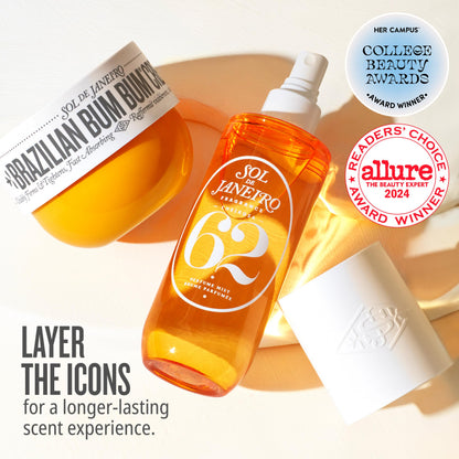 SOL DE JANEIRO Brazilian Bum Bum Cream & Cheirosa '62 Hair and Body Fragrance Mist Duo, Amazon Exclusive