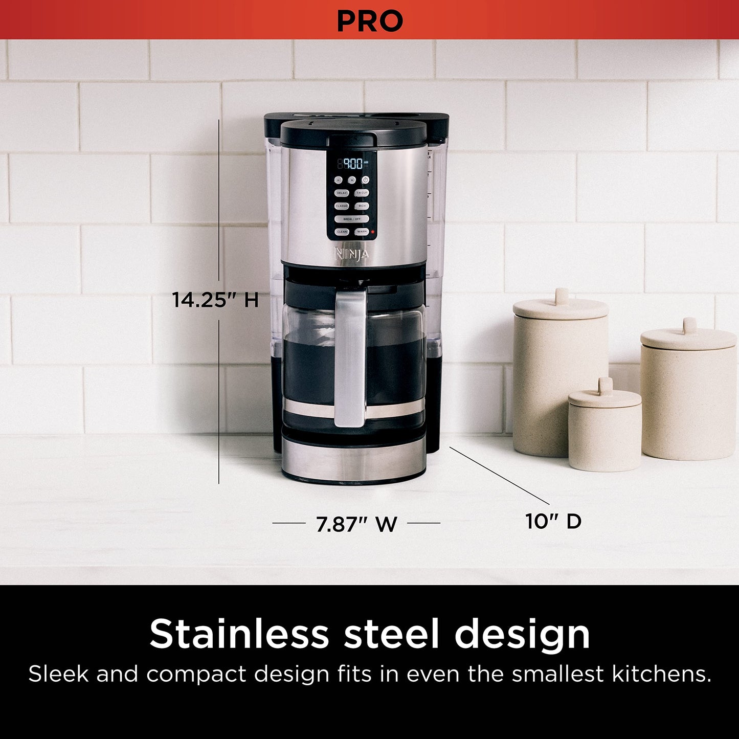 Ninja 70 oz. Glass Carafe with Brew-Through Lid for Ninja Programmable ZL 14-Cup Coffee Maker, DCM200, DCM201, BPA Free, Dishwasher Safe, 785KKU200