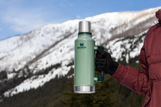 Stanley Classic Legendary Vacuum Bottle 2.5 qt | Wide Mouth with Leakproof Cup Lid | Keep Drinks Hot or Cold | Packable for Travel | Insulated Stainless Steel Thermos | BPA-Free | Hammertone Green