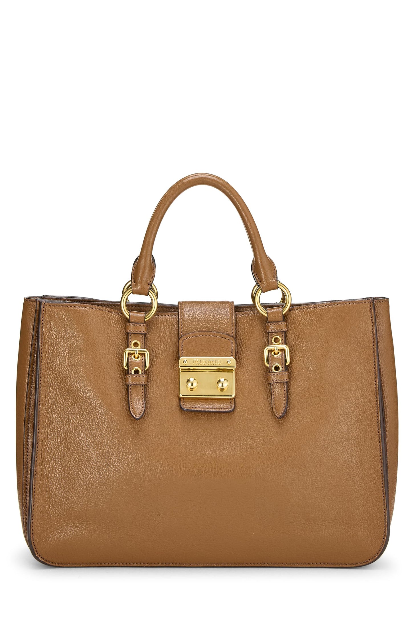 Miu Miu, Pre-Loved Brown Calfskin Convertible Handbag, Brown