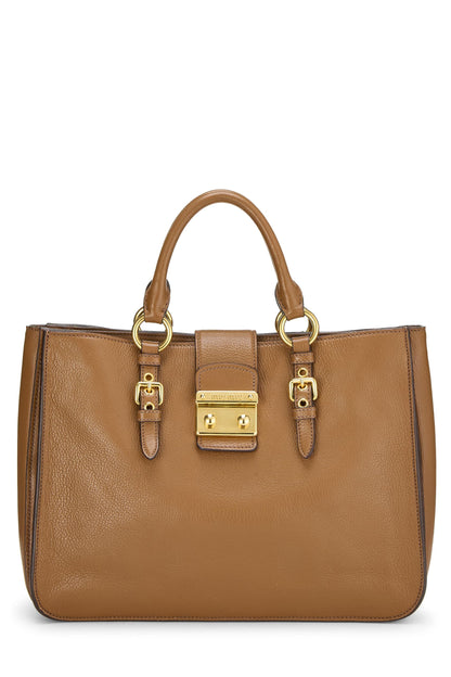 Miu Miu, Pre-Loved Brown Calfskin Convertible Handbag, Brown