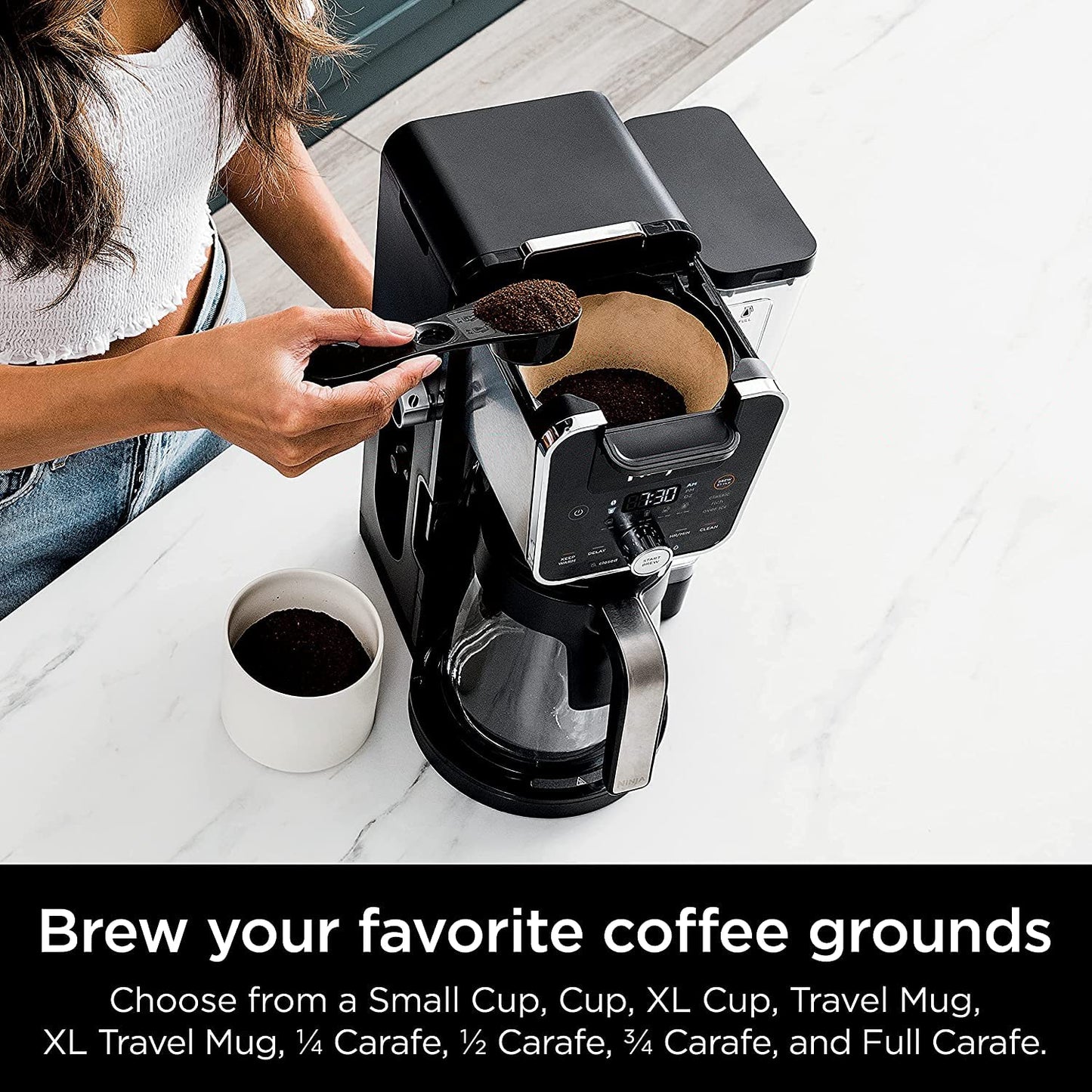 Ninja CFP201 DualBrew 12-Cup Drip Single-Serve Coffee Maker (Renewed) Bundle with Deco Chef 3.7QT Electric Oil-Free Digital Air Fryer for Healthy Frying