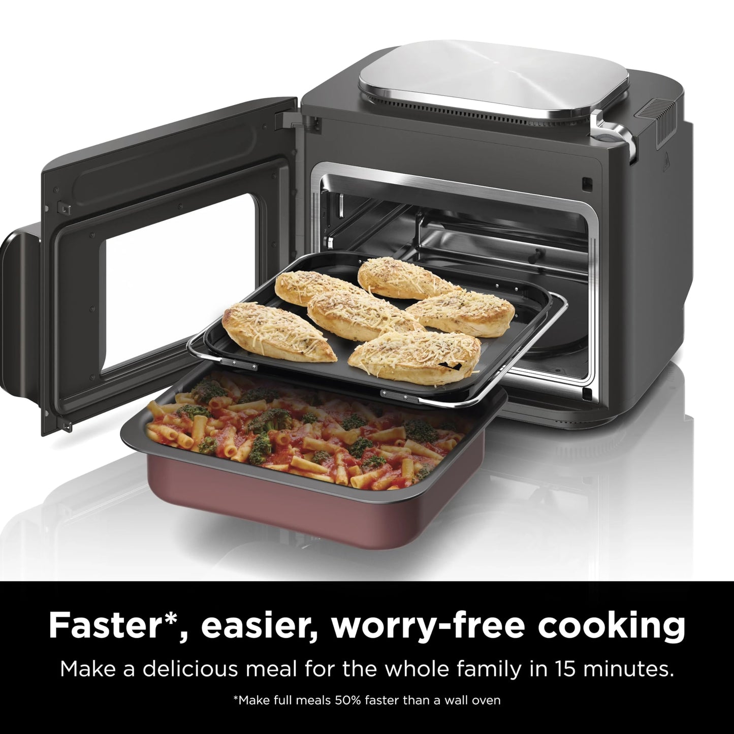 Ninja SFP700 Combi All-in-One Multicooker, Oven, & Air Fryer, 10-in-1 Functions, 15-Min Meals, Digital Display, Stainless Steel (Renewed), 14.92 x 15.43 x 13.11