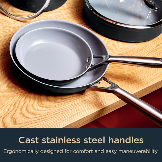 Ninja Ceramic Pro 10.25" Fry Pan, Non-Stick Pan, PTFE Free, Ceramic Coated, Stainless Steel Handle, Stove to Oven Safe to 660°F, All Stovetops & Induction Compatible, Midnight Blue, CW30026MM