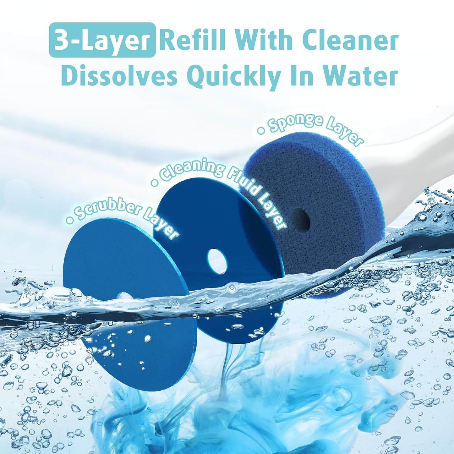AIR U+ Electric Toilet Brush and Holder Set with 25 Disposable Refill Heads, Rechargeable & Wall-Mounted No Drilling Powerful Disposable Toilet Bowl Cleaner Wand