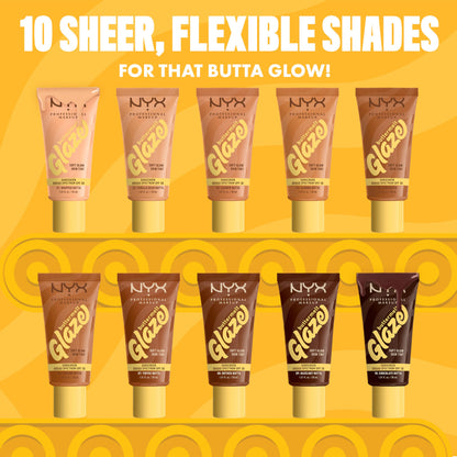 NYX PROFESSIONAL MAKEUP Buttermelt Glaze Soft Glow Skin Tint + SPF 30, Up To 12HR Wear, 02 Vanilla Bean Butta