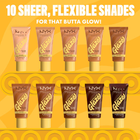 NYX PROFESSIONAL MAKEUP Buttermelt Glaze Soft Glow Skin Tint + SPF 30, Up To 12HR Wear, 02 Vanilla Bean Butta