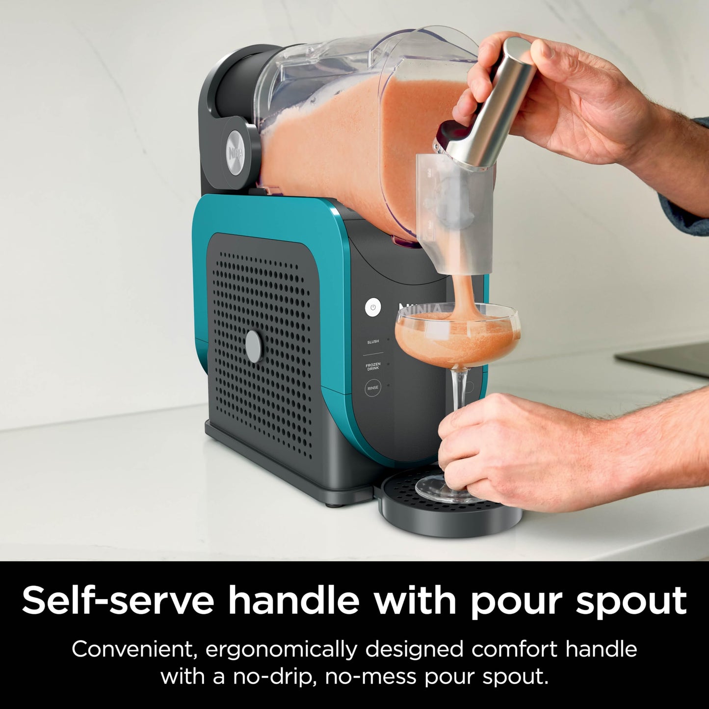 Ninja SLUSHi Professional Frozen Drink Maker with RapidChill Technology, 88 oz. Frozen Drink & Slushie Machine, 2 Preset Programs, Frozen Margaritas, and More, Premium Accents, Teal, FS299