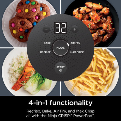 Ninja Crispi Air Fryer, Microwave, Freezer & Dishwasher Safe, Non Toxic Glass Portable Cooking System, 4 QT & 6 Cup Glass Containers with Storage Lids, Easy Meals, Air Fry, Bake, & More Grey, FN101GY (Renewed)