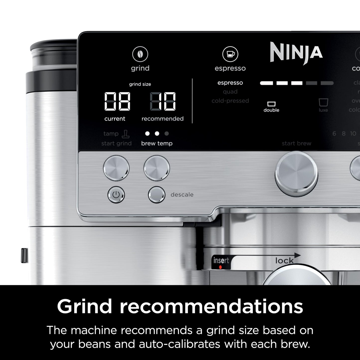 Ninja Luxe Café Premier Series, Espresso Machine, Drip & Cold Brew Coffee Maker, Built-in Grinder, Assisted Handling, Hands-free Frother, Dairy or Non-Dairy