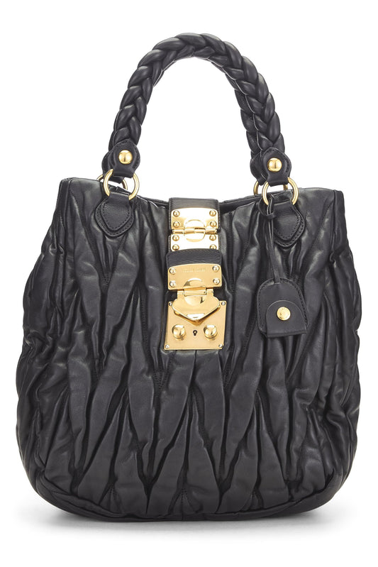 Miu Miu, Pre-Loved Black Nappa Buckle Handbag, Black