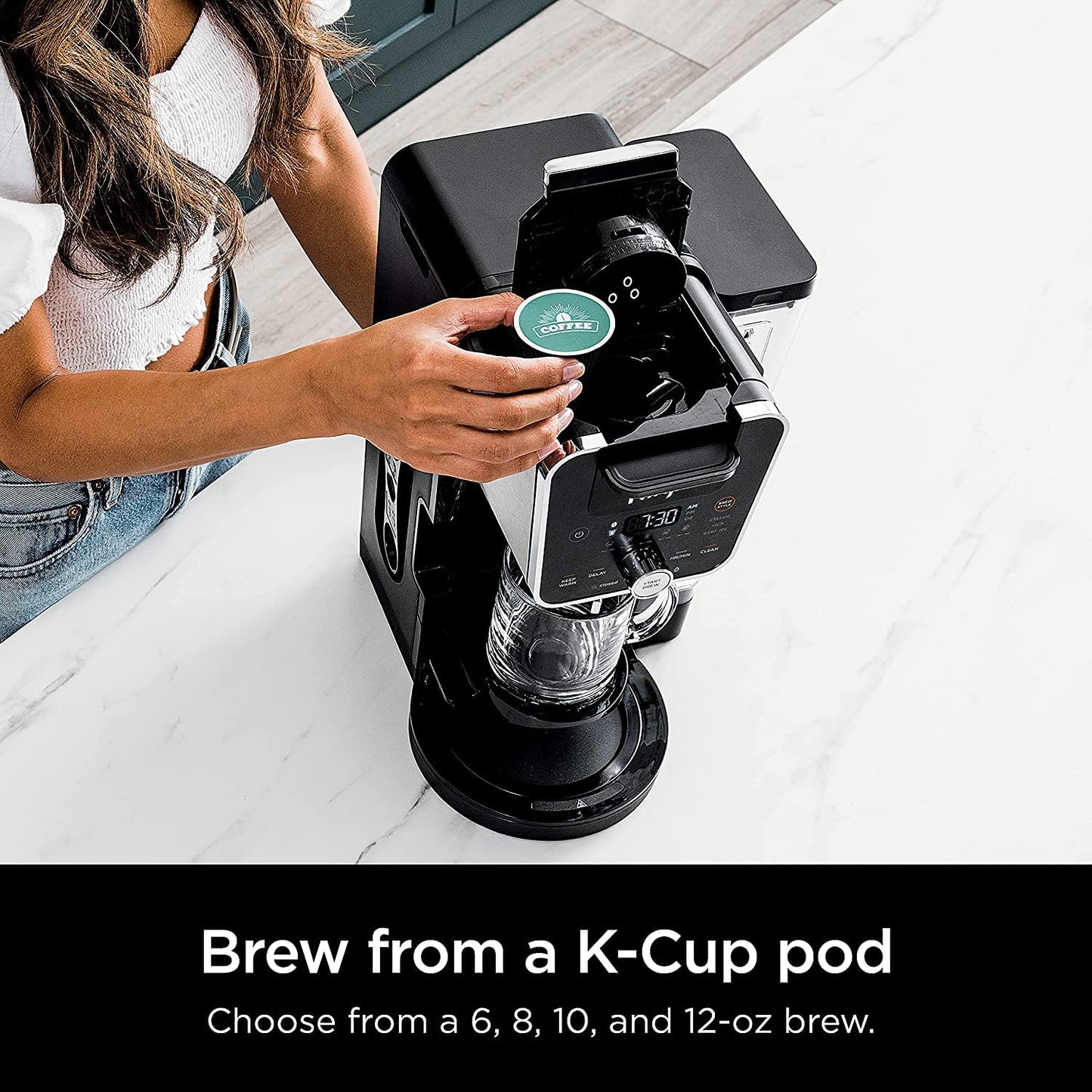 Ninja CFP201 DualBrew 12-Cup Drip Single-Serve Coffee Maker (Renewed) Bundle with Deco Chef 3.7QT Electric Oil-Free Digital Air Fryer for Healthy Frying