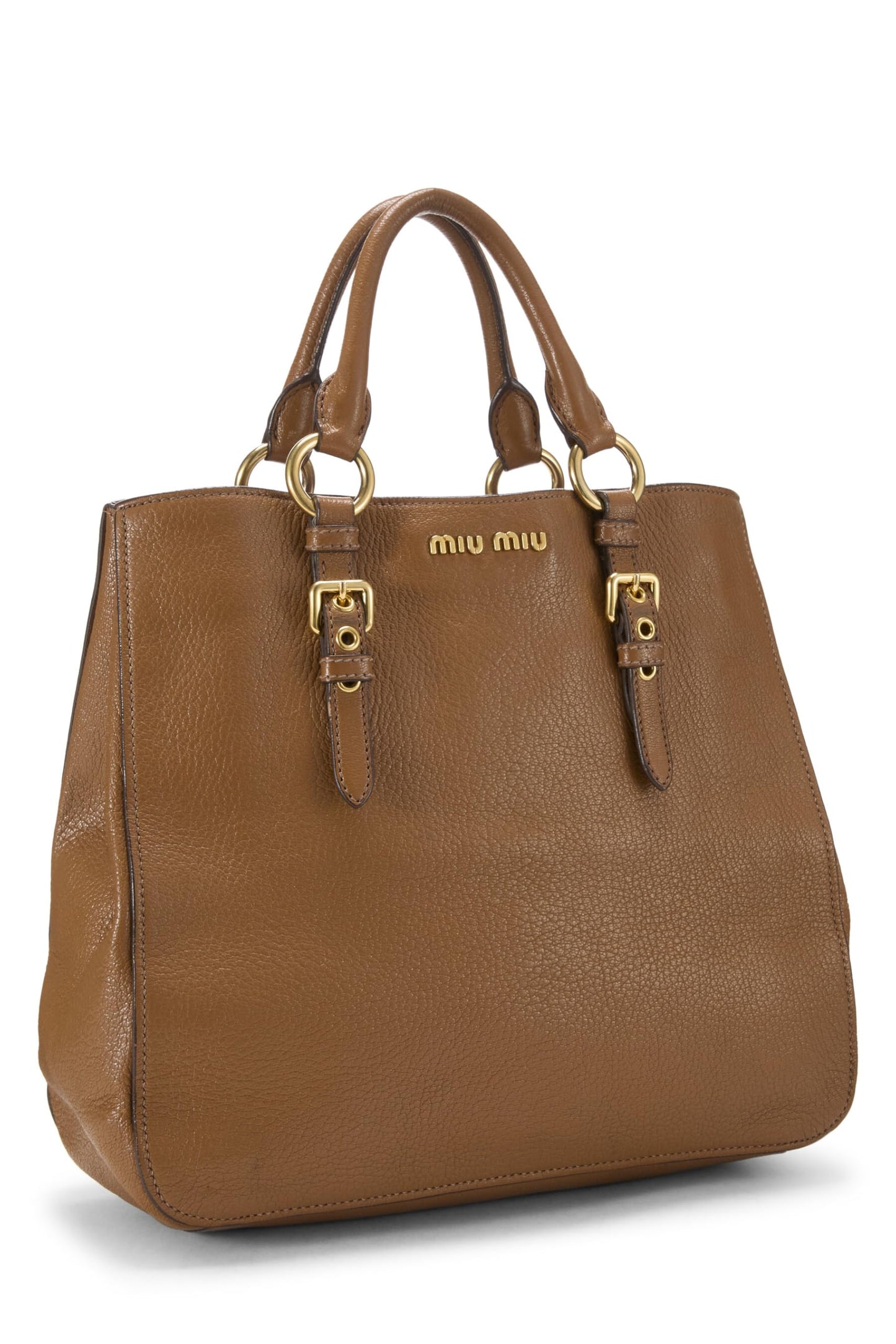 Miu Miu, Pre-Loved Brown Leather Convertible Tote Small, Brown