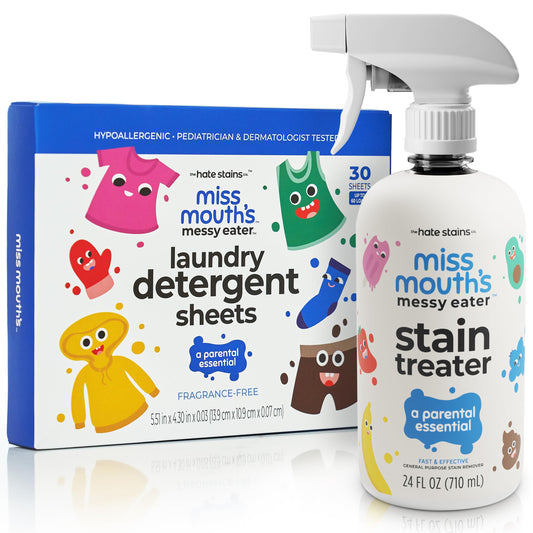 Miss Mouth's Messy Eater Stain Treater Spray - 16oz Stain Remover and Laundry Detergent Sheets - Newborn & Baby Essential