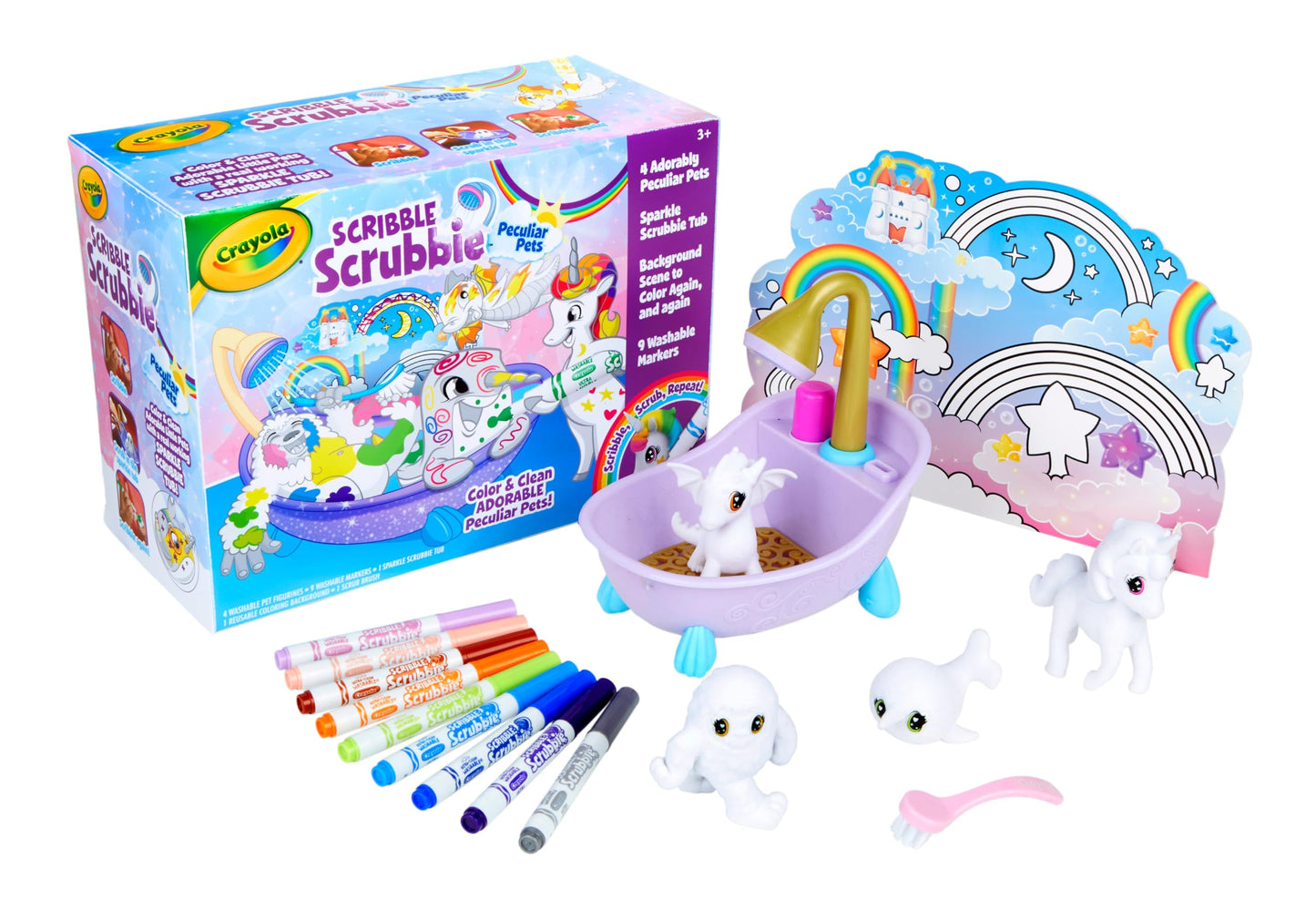 Crayola Scribble Scrubbie Peculiar Pets, Washable Pet Grooming Toy Set for Kids, Arts & Crafts Animal Toys, Gifts for Girls & Boys, Ages 3+