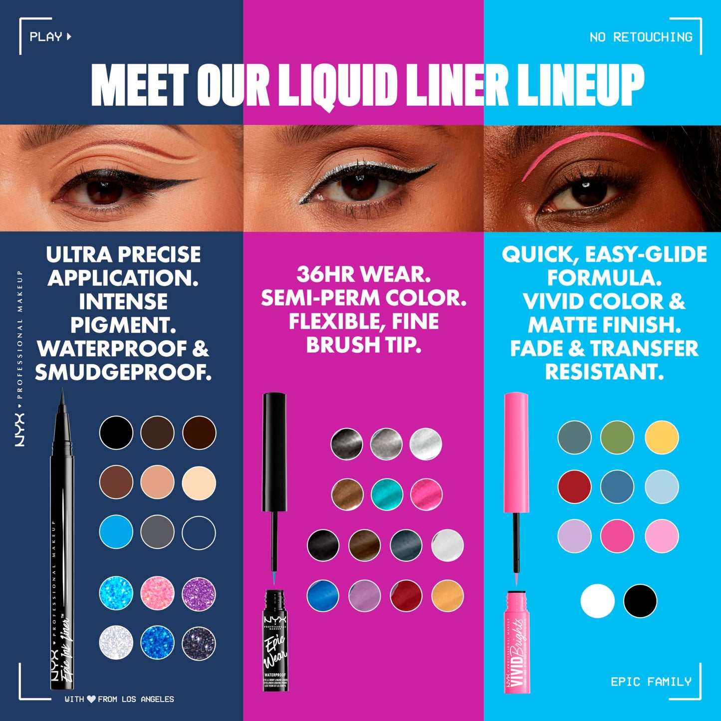 NYX PROFESSIONAL MAKEUP Epic Ink Glitz Liner, Waterproof Metallic Liquid Eyeliner with Vegan Formula - Denim Dazzle (Shimmer Deep Navy)