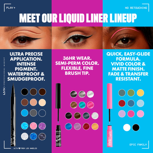 NYX PROFESSIONAL MAKEUP Epic Ink Glitz Liner, Waterproof Metallic Liquid Eyeliner with Vegan Formula - Denim Dazzle (Shimmer Deep Navy)