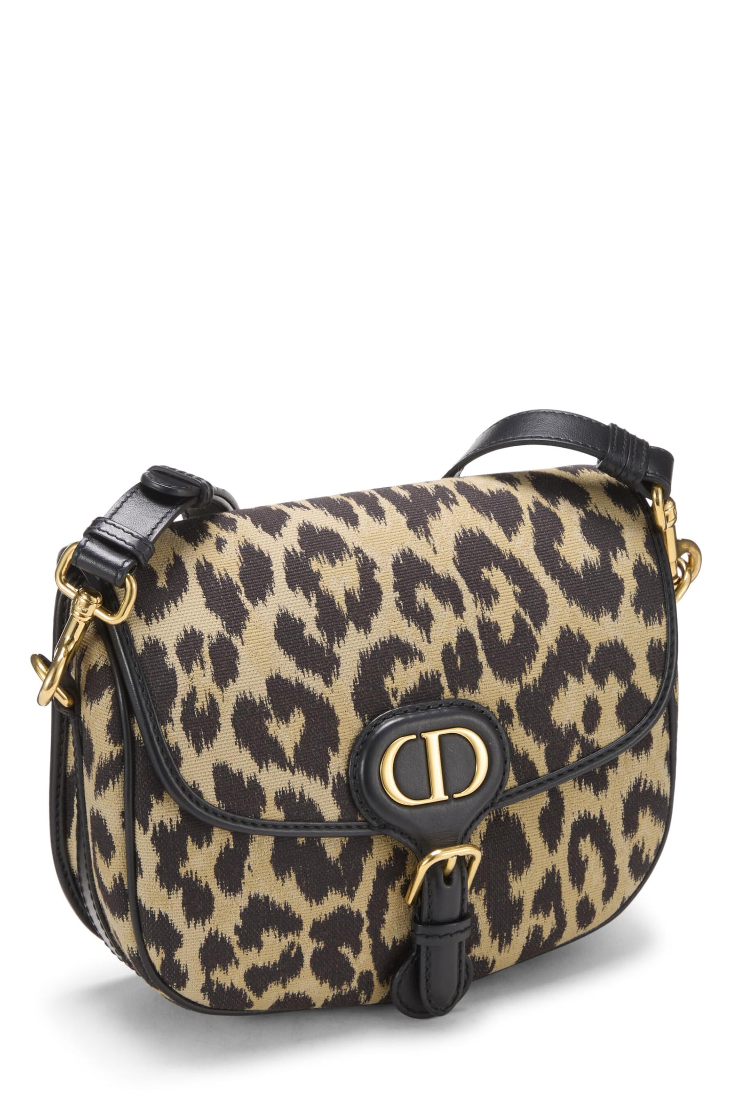 Dior, Pre-Loved Brown Cheetah Canvas Bobby Flap Medium, Brown