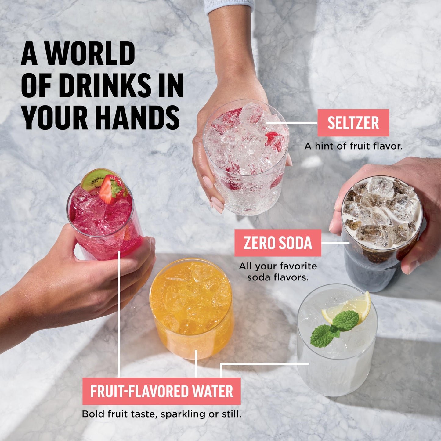 Ninja Thirsti Drink System, Soda Maker, Create Unique Sparkling & Still Drinks, Personalize Size & Flavor, Carbonated Water Machine, 60L CO2 Cylinder & Variety of Flavored Water Drops, Gray WC999AMZ