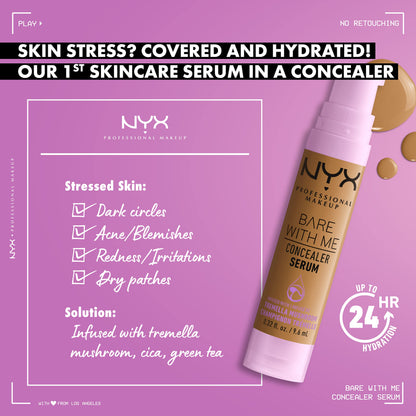 NYX PROFESSIONAL MAKEUP Bare With Me Concealer Serum, Concealer Makeup For Up To 24Hr Hydration - Golden