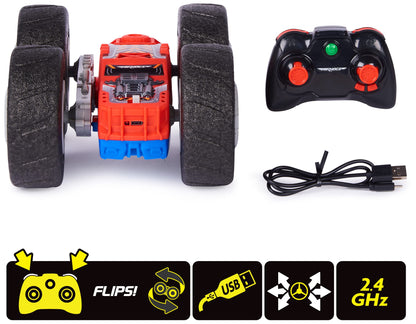 Air Hogs Super Soft, Flippin’ Frenzy, 360 Spinning Action, 2-in-1 Stunt Vehicle Remote Control Car, Kids Toys for Kids 4 and up