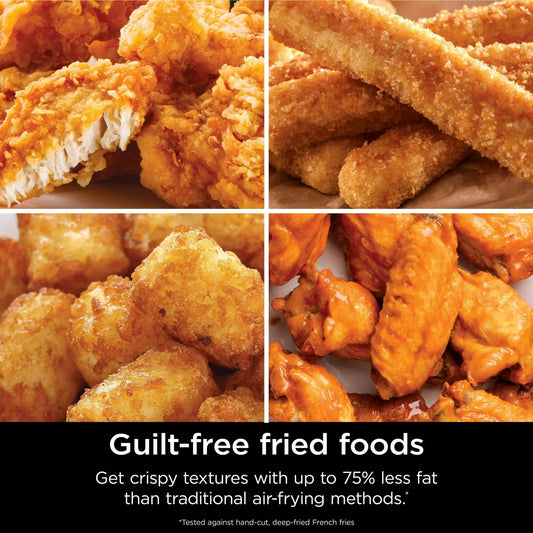 Ninja Air Fryer Pro 3-in-1 with 5 QT Capacity, Air Fry, Reheat, Dehydrate, Air Crisp Technology with 400F for hot, 120 Volts, Nonstick Basket & Crisper Plate, Black, AF140 (Renewed)