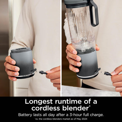 Ninja BC251GY Blast Max Personal Cordless Blender for Smoothies, Blend, Ice Crush, 22 oz. Twist & Go Vessel, Gray - Certified Refurbished