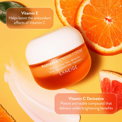 LANEIGE Radian-C Cream: Brightening Moisturizer with Vitamin C & E for Dark Spots, Dullness, & Radiant Skin, Hypoallergenic & Dermatologist-Tested