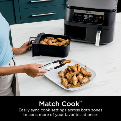 Ninja Foodi DZ090C 5-in-1, 6-qt. 2-Basket Air Fryer with DualZone Technology, Black