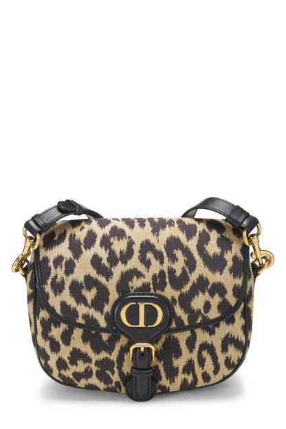 Dior, Pre-Loved Brown Cheetah Canvas Bobby Flap Medium, Brown