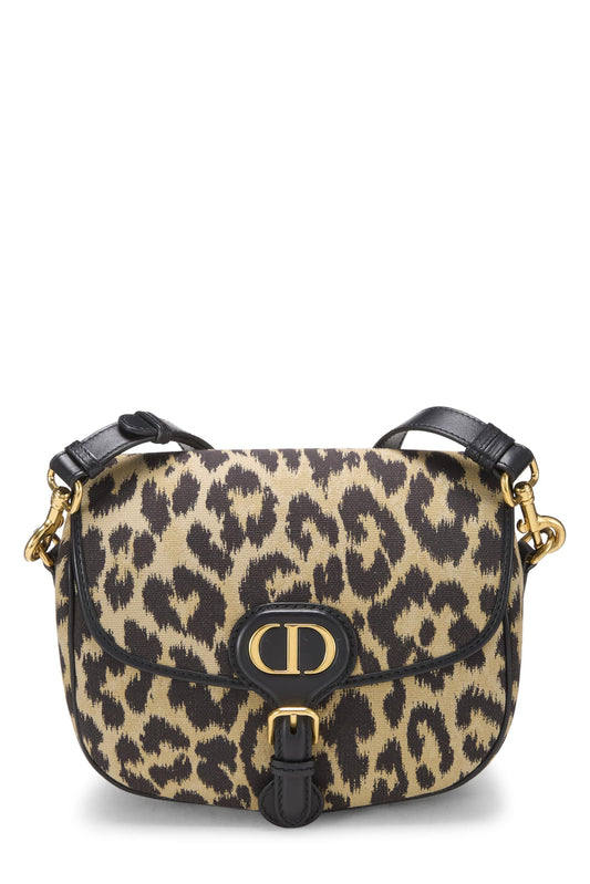 Dior, Pre-Loved Brown Cheetah Canvas Bobby Flap Medium, Brown