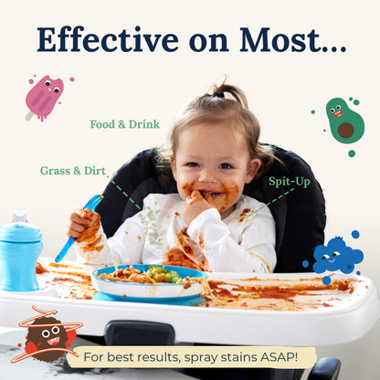 Miss Mouth's Messy Eater Stain Treater Spray - 4oz 2 Pack Stain Remover and 16oz Refill and Laundry Detergent Sheets